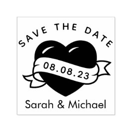 Sla de datumstempel Custom Wedding Stamp Heart op Zelfinktende Stempel