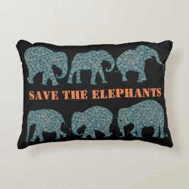 Sla de Elephants Paisley op Black Pillow op Accent Kussen