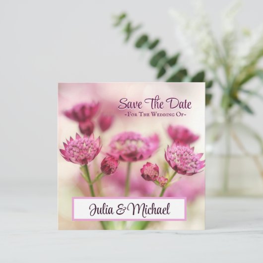 Sla de Floral Pink foto van de bruiloft op Kaart (Staand voorkant)