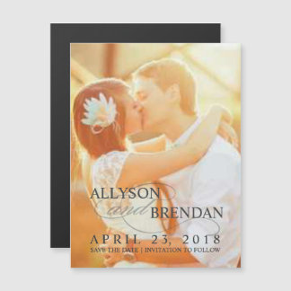 Sla de foto Datum Stijlvol huwelijk op Magnetische Uitnodiging