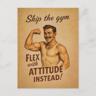 Sla de Gym Flex met Attitude Retro Strongman Po ov Briefkaart