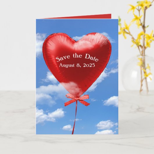 Sla de hartballon Datum in wolken op Kaart (Gele Bloem)