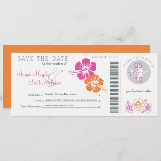 Sla de instapkaart datum op save the date (Voorkant / Achterkant)