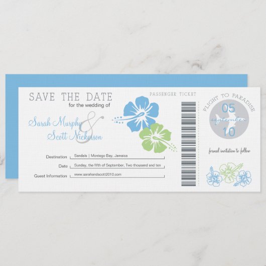 Sla de instapkaart datum op save the date (Voorkant / Achterkant)