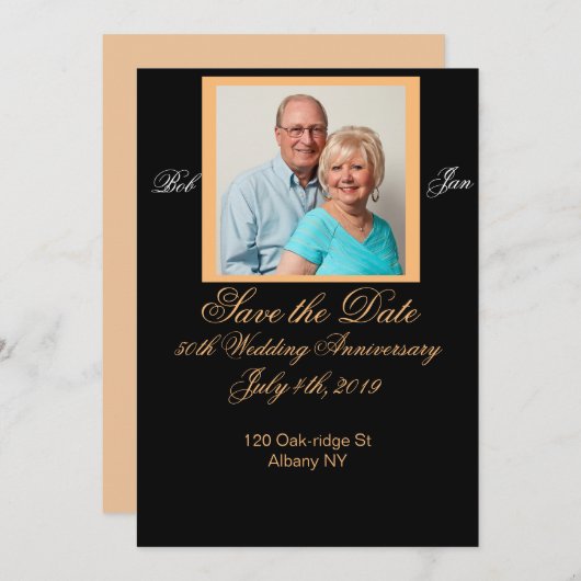 Sla de Jubileum Datum op Save The Date (Voorkant / Achterkant)