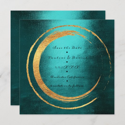 Sla de minimale Blauwgroen goudwissing op Save The Date (Voorkant / Achterkant)