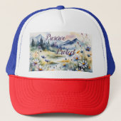 Sla de Natuur, Wildflower & Kalligrafie Script Trucker Pet (Voorkant)