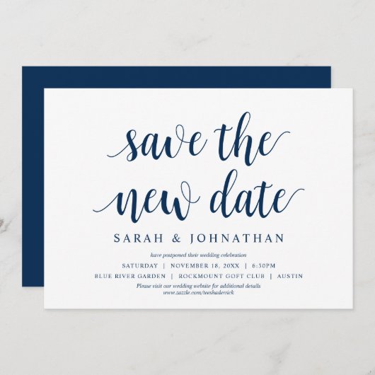 Sla de nieuwe datum van het huwelijk op. Verander Kaart (Voorkant / Achterkant)