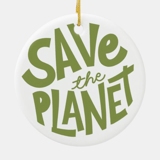 Sla de Planeet Eco Design op Keramisch Ornament (Achterkant)