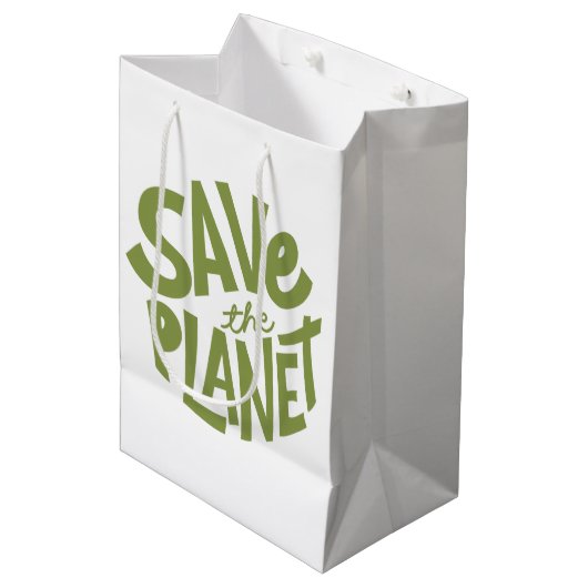 Sla de Planeet Eco Design op Medium Cadeauzakje (Voorkant Gekanteld)