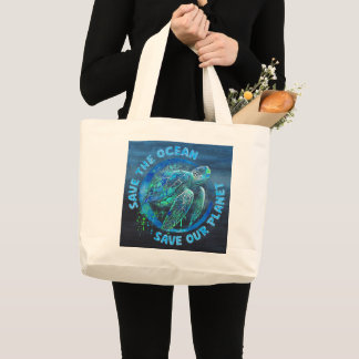 Sla de Planeet Op Grote Tote Bag