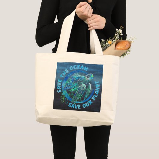 Sla de Planeet Op Grote Tote Bag (Voorkant (product))