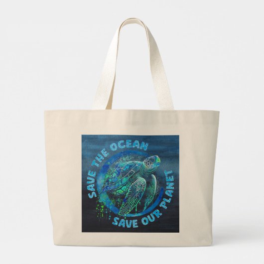 Sla de Planeet Op Grote Tote Bag (Achterkant)
