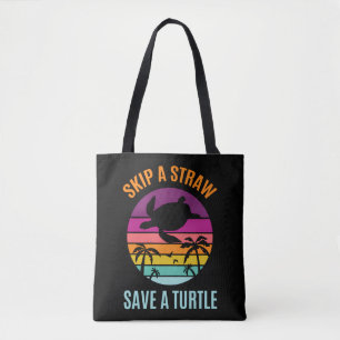 Sla de plastic riem over om een schildpad te bespa tote bag