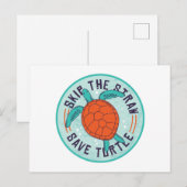 Sla de Rietje Over Red Schildpadden Briefkaart (Voorkant / Achterkant)