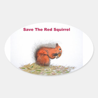 Sla de rode eekhoorn op ovale sticker