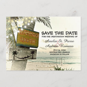 Sla de  Romantische strand-bestemming Datum op Save The Date