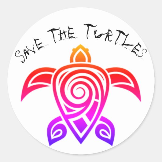 Sla de schildpadden op ronde sticker (Voorkant)