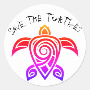Sla de schildpadden op ronde sticker
