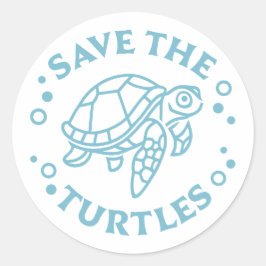 Sla de schildpadden op ronde sticker