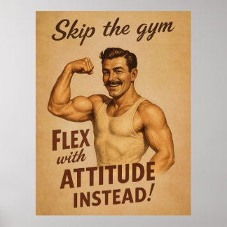 Sla de sportschool over Oude poster | Retro fitnes