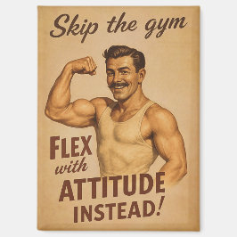 Sla de sportschool over Oude poster | Retro fitnes Magneet