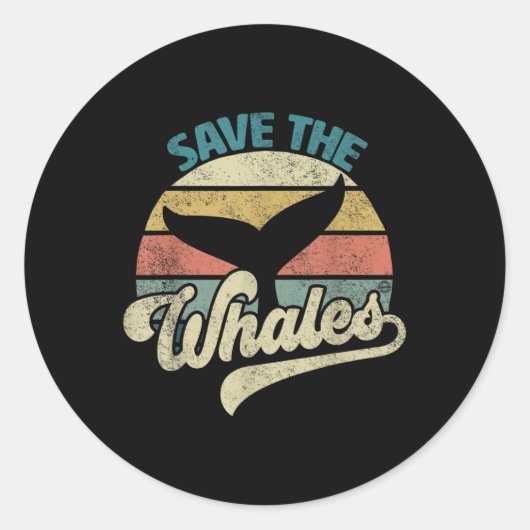 Sla de teruggave van de walvissen op ronde sticker (Voorkant)