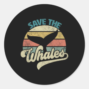 Sla de teruggave van de walvissen op ronde sticker