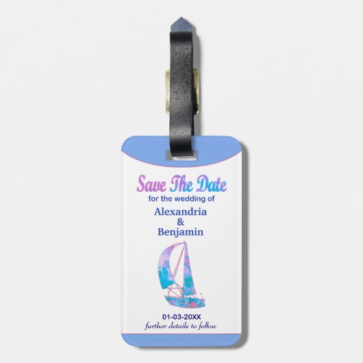 Sla de Tropische Ocean op de datum van het huwelij Bagagelabel (Achterkant verticaal)