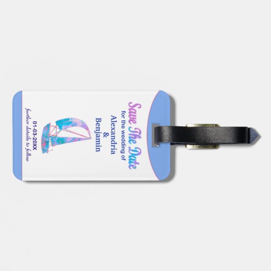 Sla de Tropische Ocean op de datum van het huwelij Bagagelabel (Achterkant horizontaal)