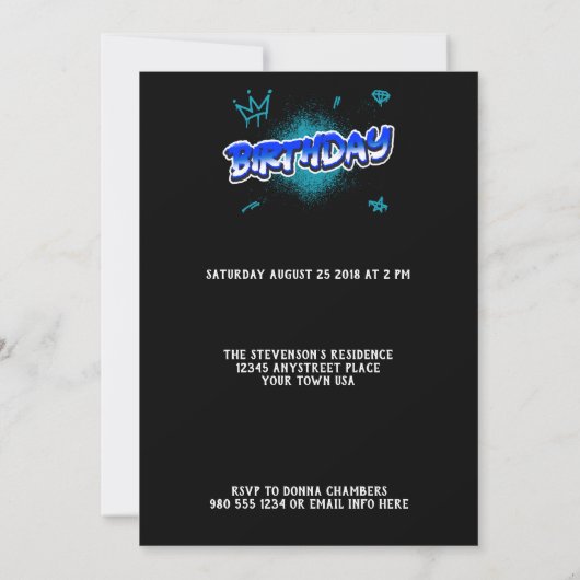 Sla de uitnodiging van de Birthday Party van het k (Achterkant)