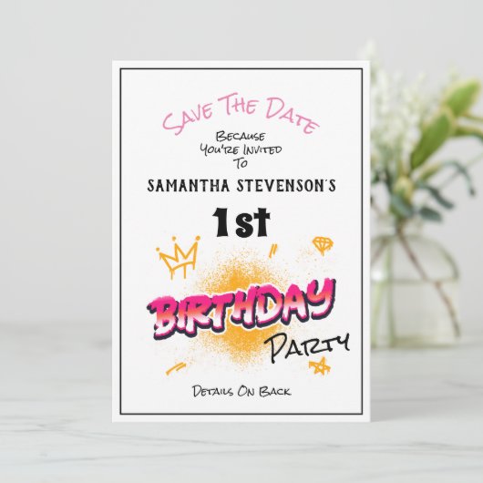 Sla de uitnodiging van de Birthday Party van het m (Staand voorkant)