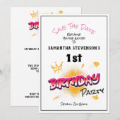 Sla de uitnodiging van de Birthday Party van het m (Voorkant / Achterkant)