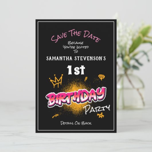 Sla de uitnodiging van de Birthday Party van het m (Staand voorkant)