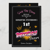 Sla de uitnodiging van de Birthday Party van het m (Voorkant / Achterkant)