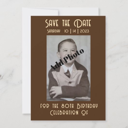 Sla de verjaardagsfeestdag op save the date (Voorkant)