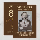 Sla de verjaardagsfeestdag op save the date (Voorkant / Achterkant)