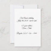 Sla de verjaardagsuitnodiging op kaart (Achterkant)