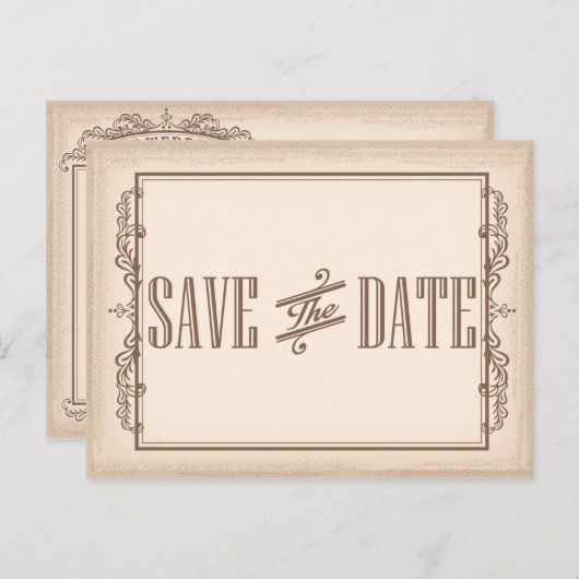 Sla de Vintage Datum op Aankondigingskaart (Voorkant / Achterkant)