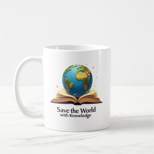 Sla de wereld op met kennis koffiemok (Links)