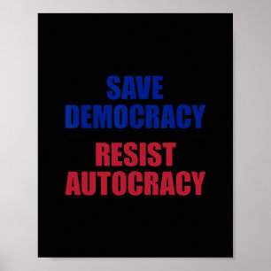 Sla democratie Red autocratie - Anti Trump Poster