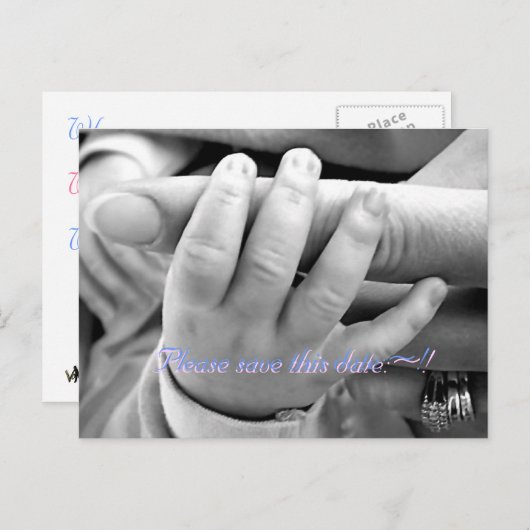 Sla deze datum op:~!, Sla deze alsjeblieft op... Aankondigingskaart (Voorkant / Achterkant)