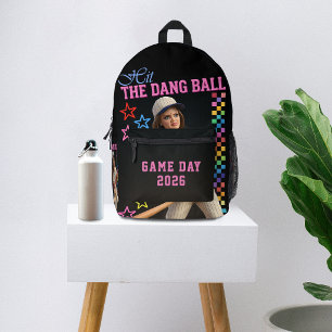 Sla Die Ballen Maar Raak Grappige Honkbal Moeder P Bedrukte Rugzak