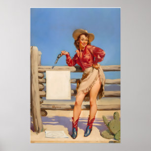 Sla Die Cowgirl Western Vintage Stijl Elvgren Poster