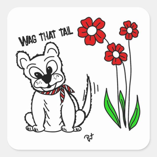 Sla die staart vierkante sticker (Voorkant)