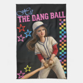 Sla Die Verduivelde Bal Funny Baseball Moeder Popp Theedoek (Verticaal)