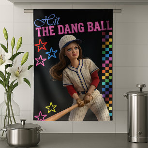 Sla Die Verduivelde Bal Funny Baseball Moeder Popp Theedoek