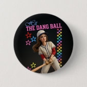 Sla Die Verduivelde Bal Funny Honkbal Moeder Pop G Ronde Button 5,7 Cm (Voorkant)