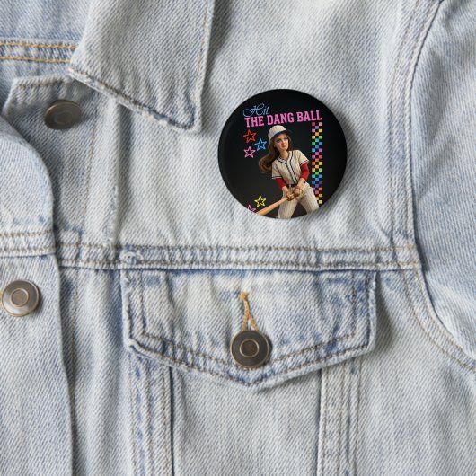 Sla Die Verduivelde Bal Funny Honkbal Moeder Pop G Ronde Button 5,7 Cm (In situ)