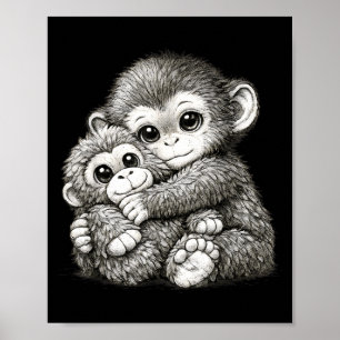 Sla een aap met teddybeer knuffel meme poster